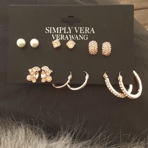Simply Vera Vera Wang New Rose Gold Tone Earrings, 6 pairs, NWT
